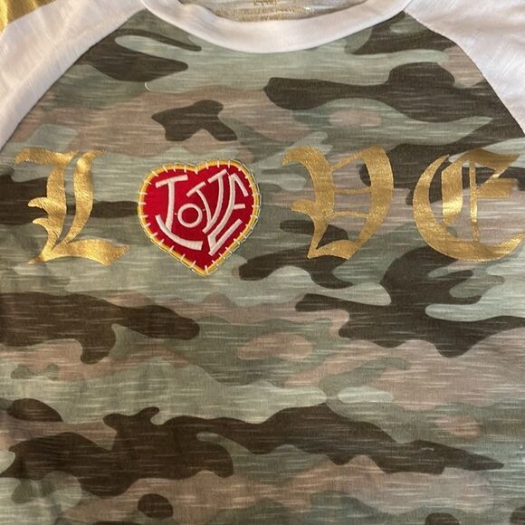 Nwot butter Super Soft Gold, Cream & Camo 3/4 Sleeve tunic top. Size 12/L - Picture 7 of 8